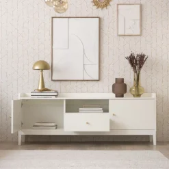 Berna Meuble tv en bois laqué blanc