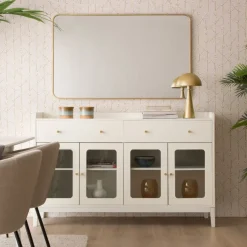 Berna Vitrine en bois laqué blanc