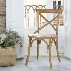 Bihar Chaise en bois massif d'orme couleur naturelle