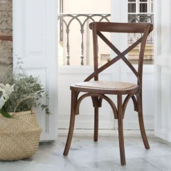 Bihar Chaise en bois massif d'orme couleur teck
