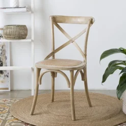Bihar Chaise en bois massif d'orme couleur naturelle antique