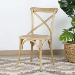 Bihar Chaise en bois massif d'orme couleur naturelle antique