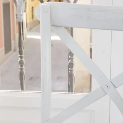 Bihar Chaise en bois massif d'orme couleur blanc lavé