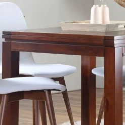 Blay Table à manger carrée extensible 90/180 en bois massif de couleur teck