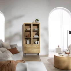 Boréal Vitrine en bois massif de manguier et métal