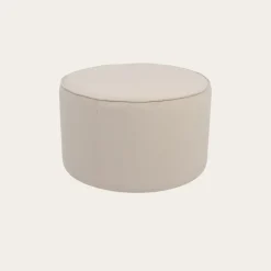 Camille Puf de salón redondo tapizado en terciopelo beige