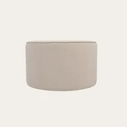 Camille Puf de sal&oacute;n redondo tapizado en terciopelo beige