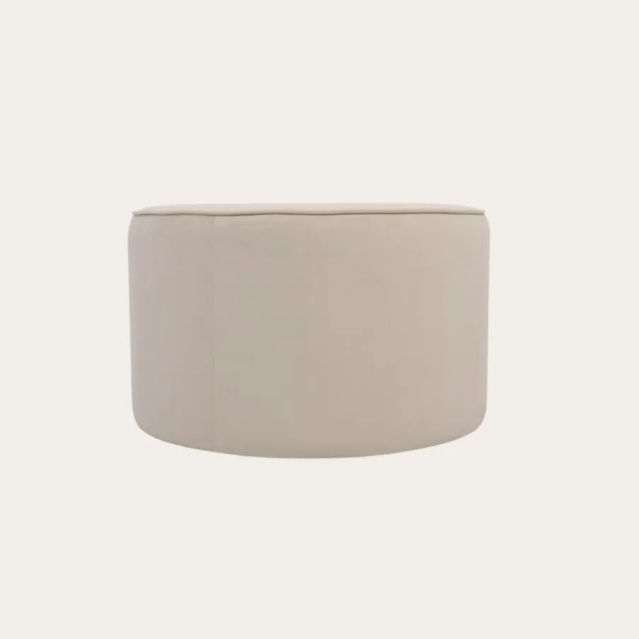 Camille Puf de salón redondo tapizado en terciopelo beige