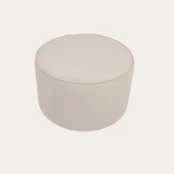 Camille Puf de salón redondo tapizado en terciopelo beige