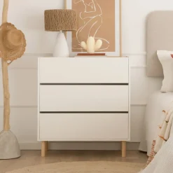 Canes Commode blanc mat et naturel duna