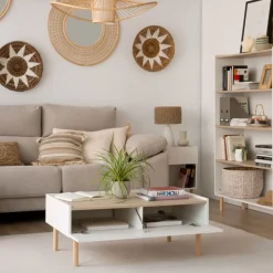 Canes Table basse blanc mat et naturel duna