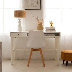 Ceilan Bureau en laqué blanc avec tiroir