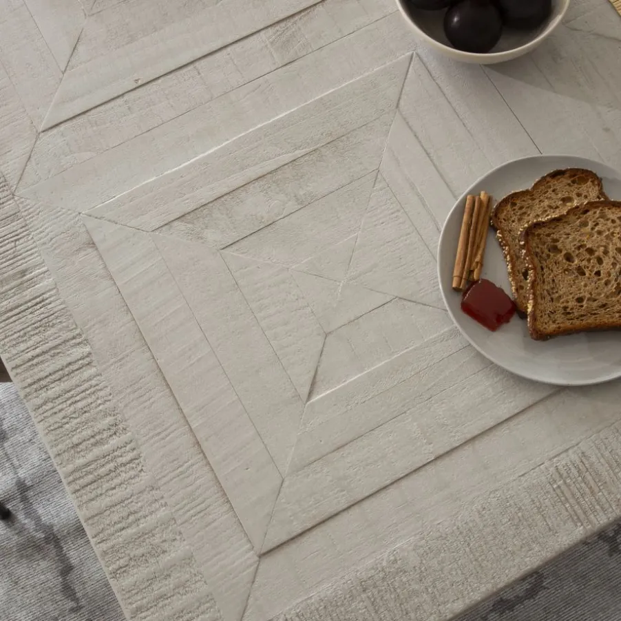 Cuzco Table à manger rectangulaire en bois massif blanc wild et métal noir