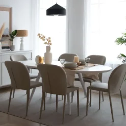 Didier Table &agrave; manger extensible ovale 160/200 laqué en blanc