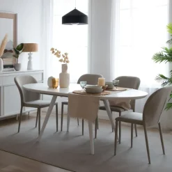 Ensemble De table extensible didier et 4 chaises de salle à manger beige beirut