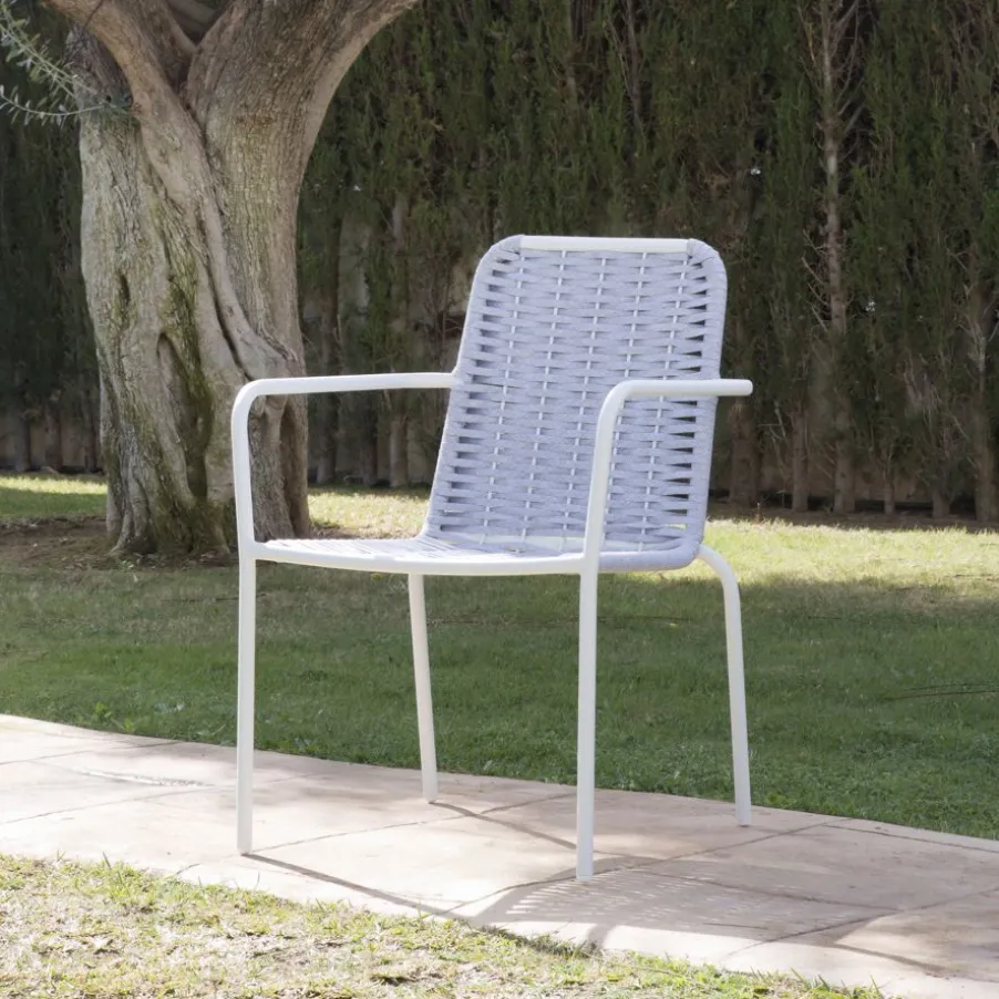 Ensemble Table inset et 6 chaises gris/blanc