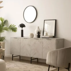 Enzo Buffet en bois massif et métal couleur blanc wild