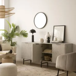Enzo Buffet en bois massif et métal couleur blanc wild