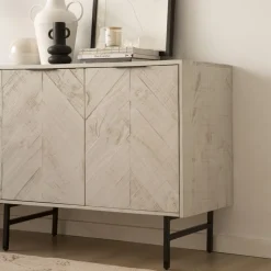 Enzo Buffet en bois massif et métal couleur blanc wild