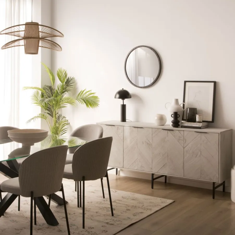 Enzo Buffet en bois massif et métal couleur blanc wild