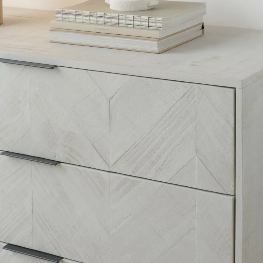 Enzo Commode en bois massif et métal couleur blanc wild