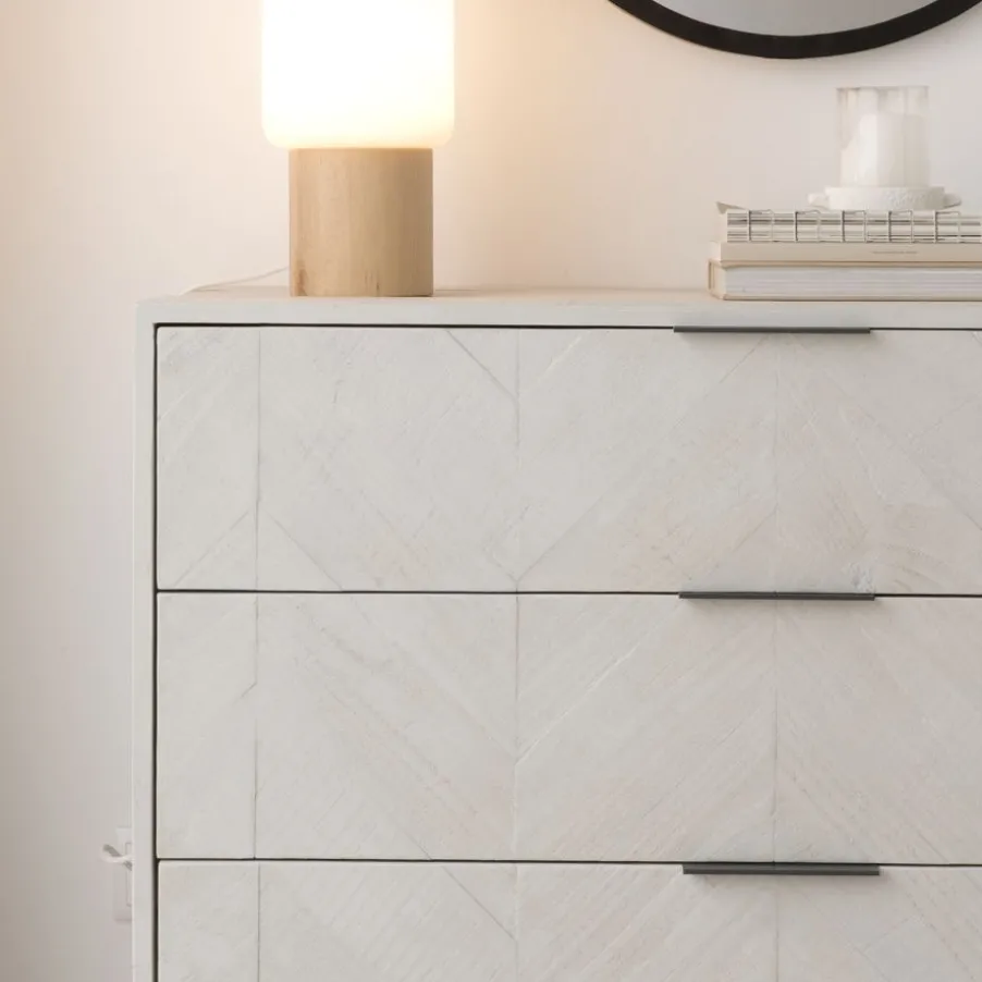 Enzo Commode en bois massif et métal couleur blanc wild