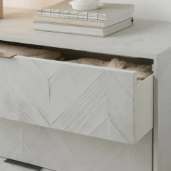 Enzo Commode en bois massif et métal couleur blanc wild