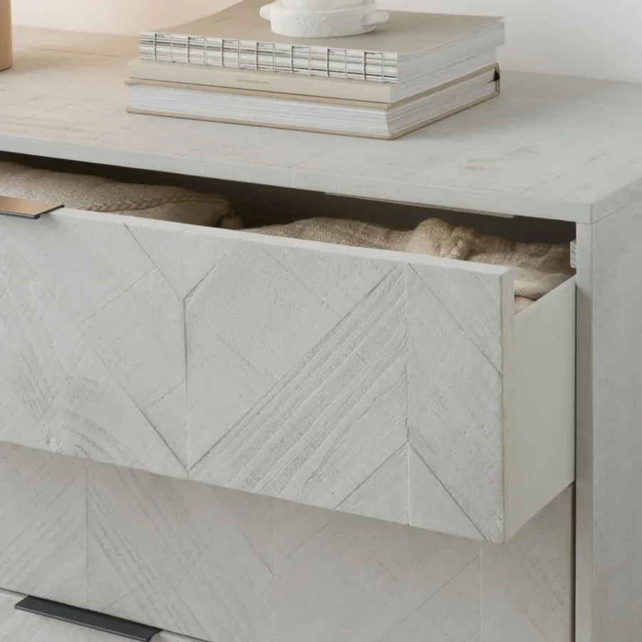 Enzo Commode en bois massif et métal couleur blanc wild