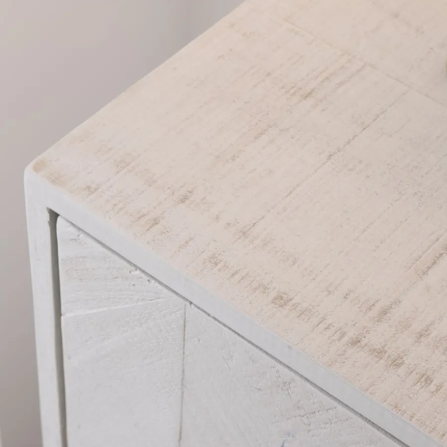 Enzo Commode en bois massif et métal couleur blanc wild