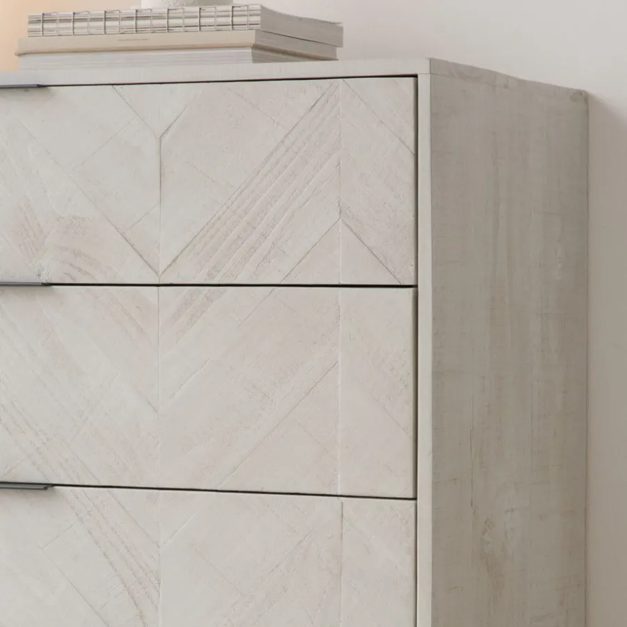 Enzo Commode en bois massif et métal couleur blanc wild