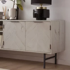 Enzo Meuble tv en bois massif et métal couleur blanc wild