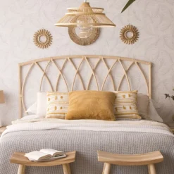 Ezar Tête de lit en rotin naturel pour lit de 150 et 160