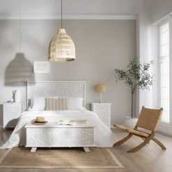Ezza Fauteuil en bois massif et rotin couleur naturel