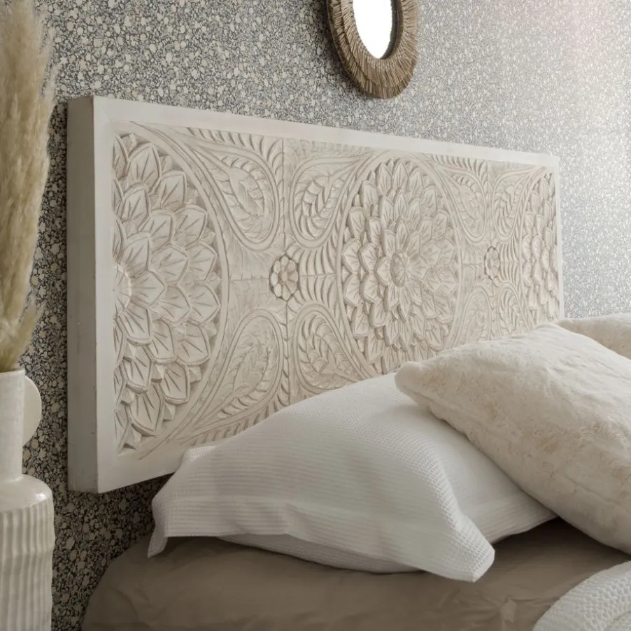 Fiore Tête de lit en bois sculpté pour lit de 150 et 160