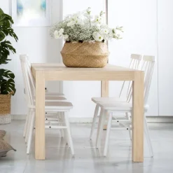 Gael Table à manger extensible rectangulaire 120/170 en bois naturel