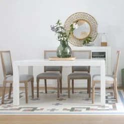 Gael Table à manger rectangulaire extensible 140/190 en bois laqué blanc