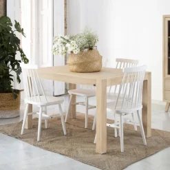 Gael Table à manger extensible rectangulaire 160/210 en bois couleur naturelle
