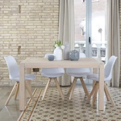 Gael Table à manger extensible rectangulaire 140/190 en bois couleur naturelle