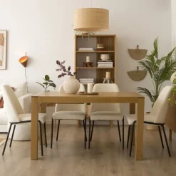 Gael Table à manger extensible rectangulaire 140/190 en bois massif de chêne