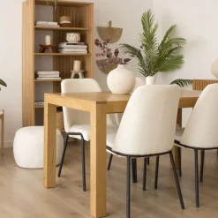 Gael Table &agrave; manger extensible rectangulaire 140/190 en bois massif de ch&ecirc;ne