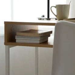 Gauguin Bureau en chêne light et métal blanc avec tiroir