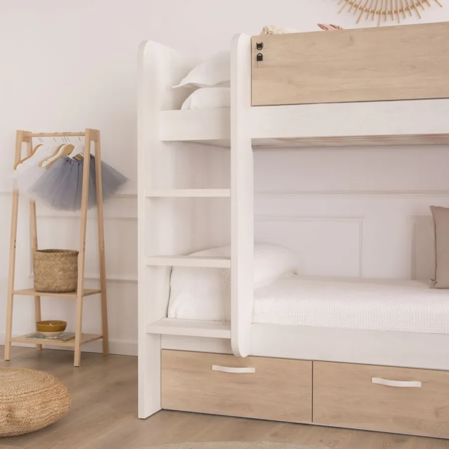 Hansel Lit avec tiroirs pour matelas de 90x190 avec échelle à gauche