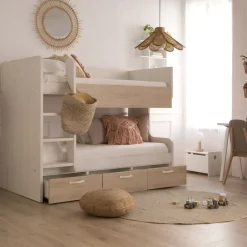 Hansel Lit avec tiroirs pour matelas de 90x190 avec échelle à gauche
