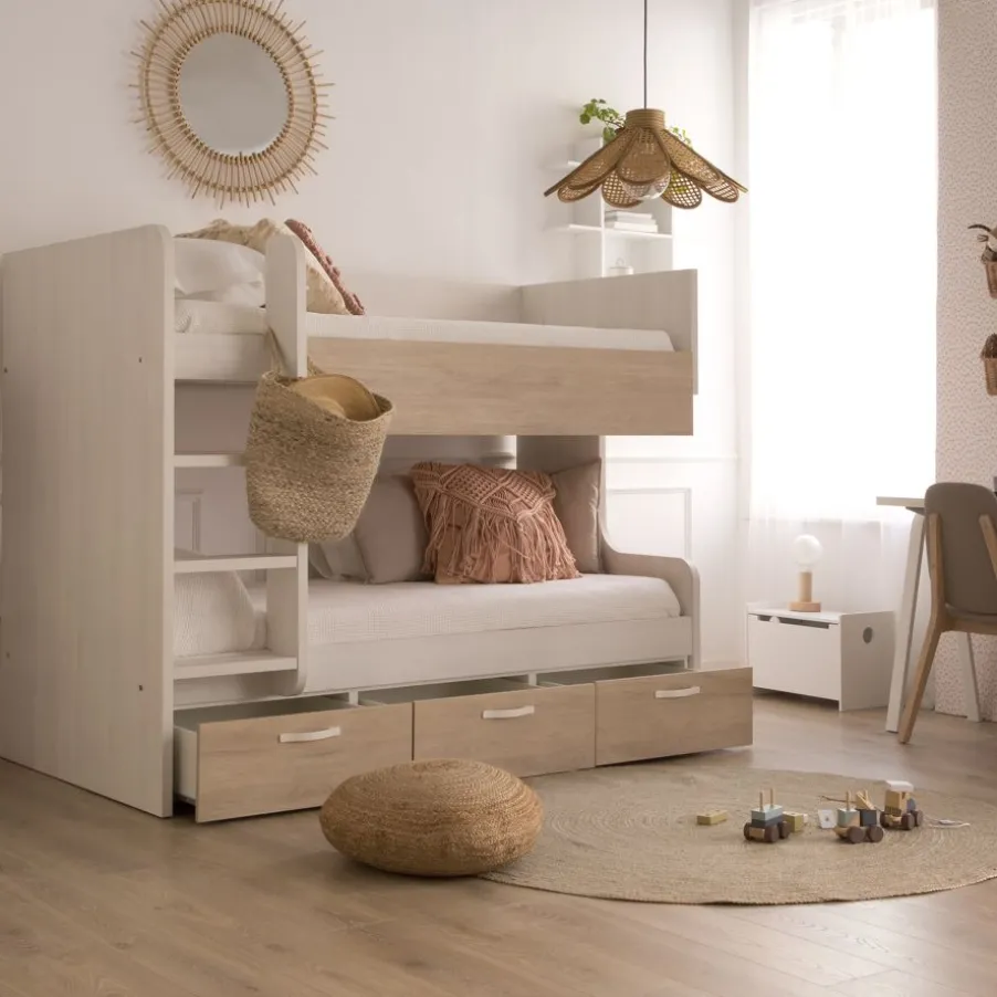 Hansel Lit avec tiroirs pour matelas de 90x190 avec échelle à gauche