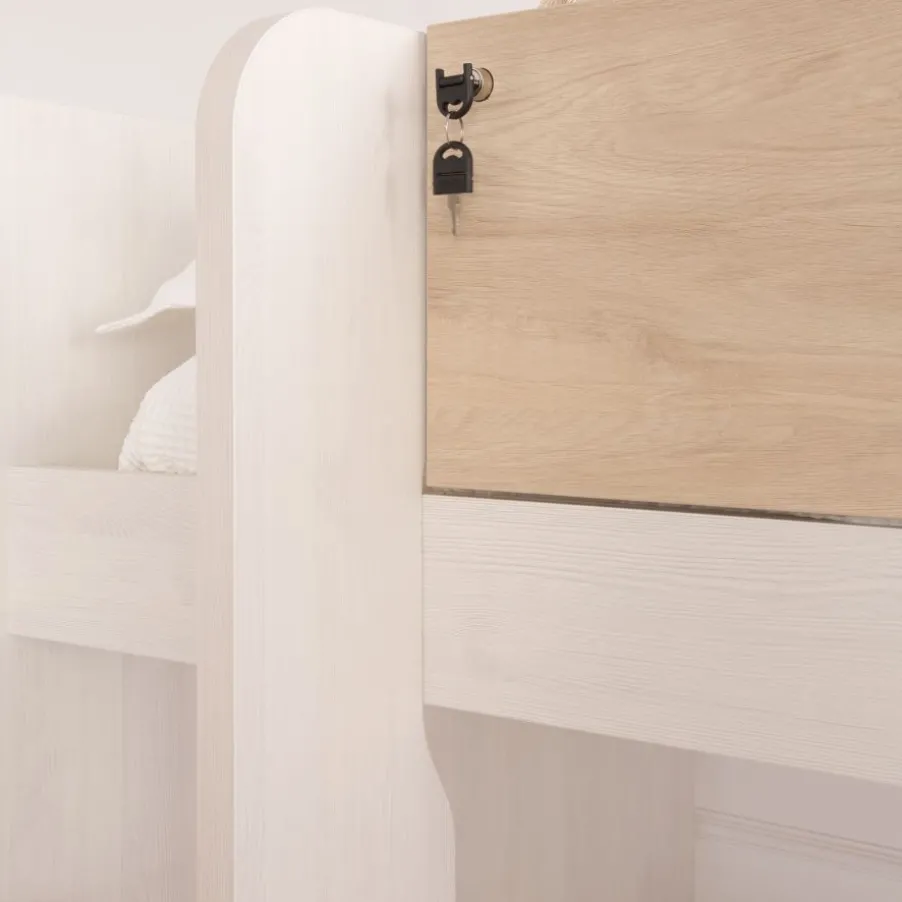 Hansel Lit avec tiroirs pour matelas de 90x190 avec échelle à gauche