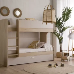 Hansel Lit superposé avec lit gigogne pour matelas de 90x190 avec échelle à gauche