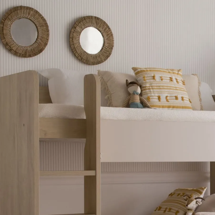 Hansel Lit superposé avec lit gigogne pour matelas de 90x190 avec échelle à gauche