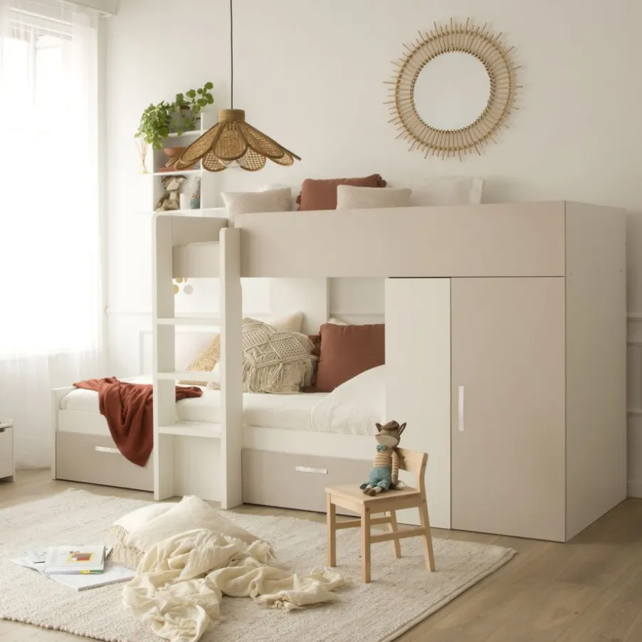 Hansel Train avec 2 lits et rangement à droite pour matelas de 90x190