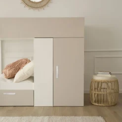 Hansel Train avec 2 lits et rangement &agrave; droite pour matelas de 90x190
