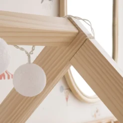 Haus Cama alta con tobogán para colchón de 90x190 lacada en blanco y natural